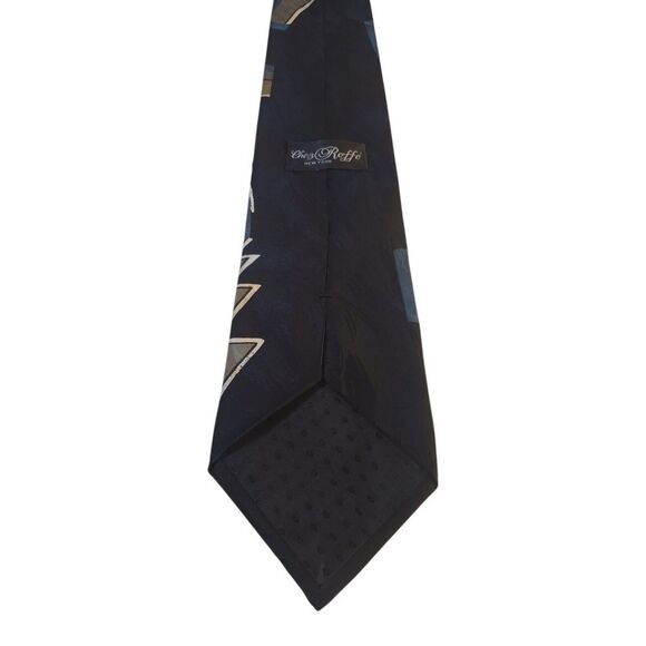 Chez Roffe New York Mens Tie Necktie Designer Luxury Black Teal Blue Abstract - Picture 4 of 12